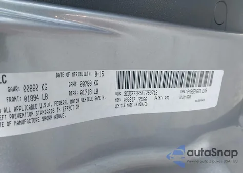 2015 Fiat 500 Sport из США, поврежденный, VIN 3C3CFFBR5FT753713